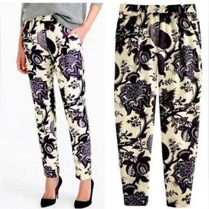 J. Crew Collection Cream and Black Silk Pant size 8